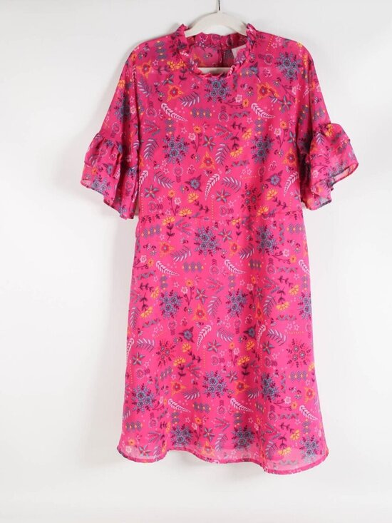 wonder nation Other - Wonder Nation Girls Pink Floral Dress L (10-12) Plus Ruffle Sleeve Boho